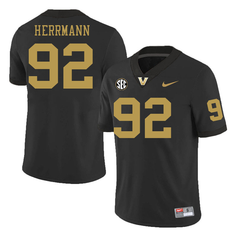 Vanderbilt Commodores #92 Evan Herrmann College Football Jerseys 2024 Uniforms Stitched-Black